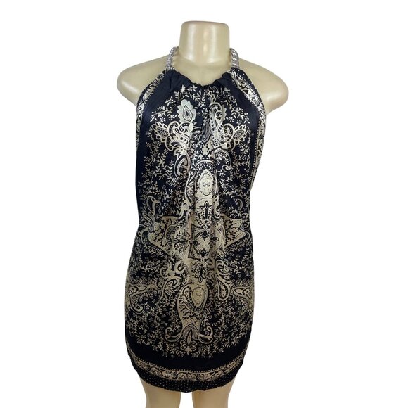 Forever Halter Neck Black & Gold Blouse With Chain Detail Paisley Size M - New - Picture 4 of 12